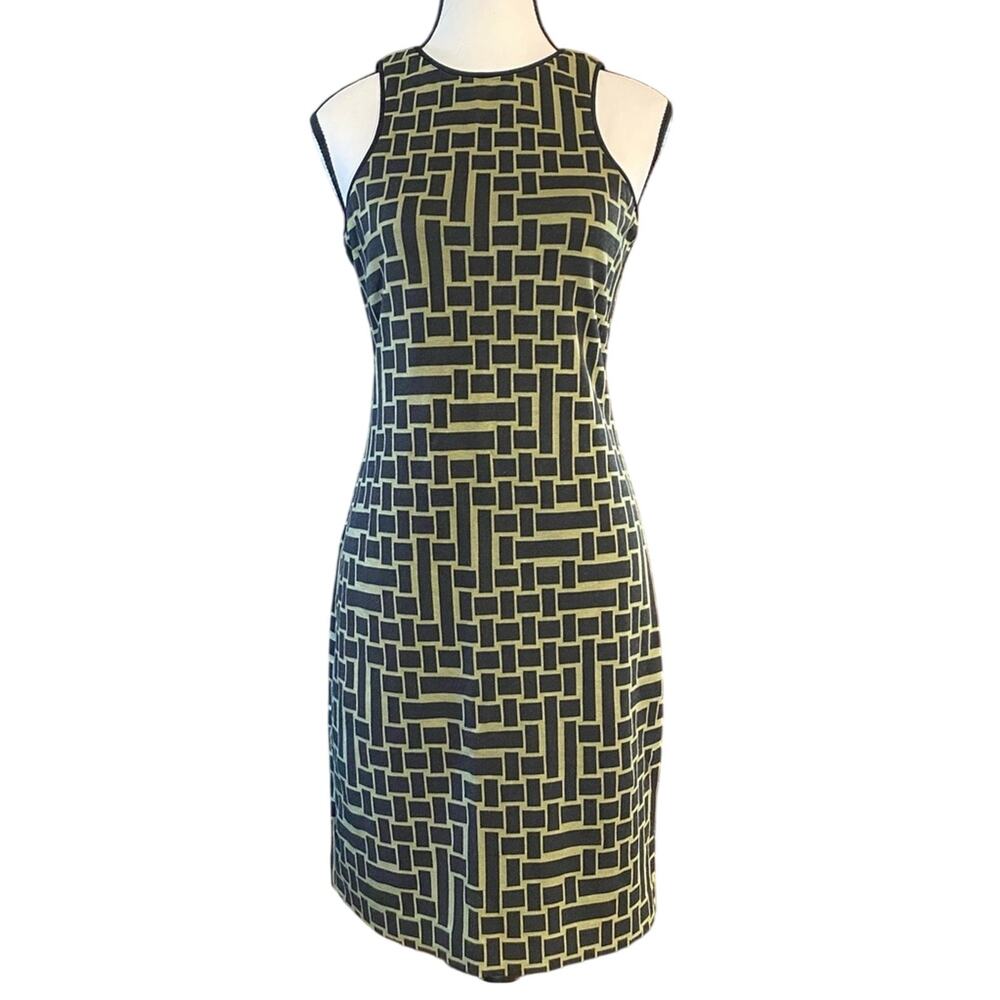 Tibi Women's Bodycon Midi Dress Size 6 Geometric Sleeveless Party Cocktail Dress